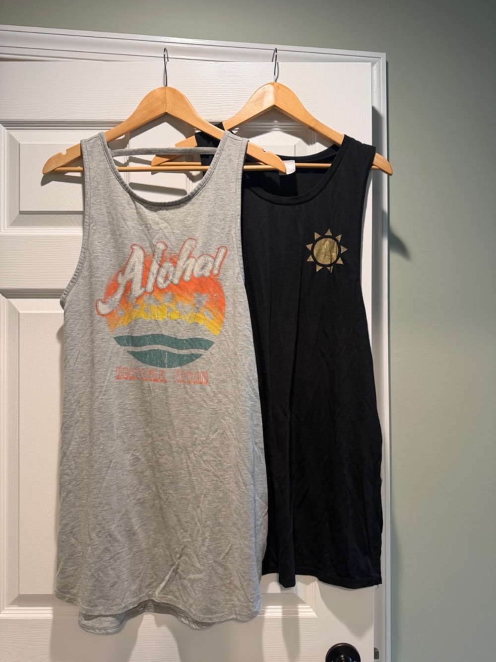 Aloha Graphic Tank Dress + Black Sun Tank Dress - Gray & Black